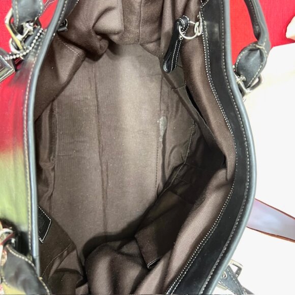 VGT Coach Travel Tote Leather Handbag Lg 16"x7"x11"+ Celine Handkerchief(45) - Picture 10 of 16